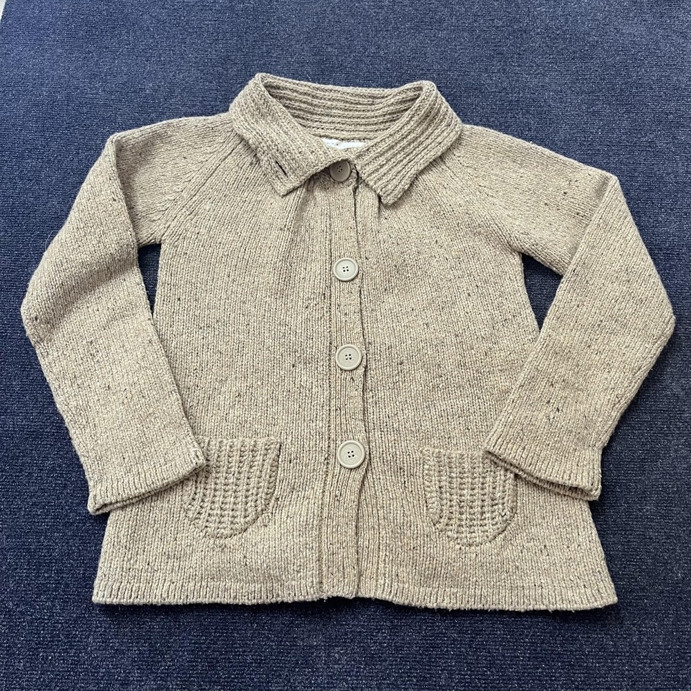 Max Studio Sweater Womens Extra Small Beige Lambswool Blend Button Front
